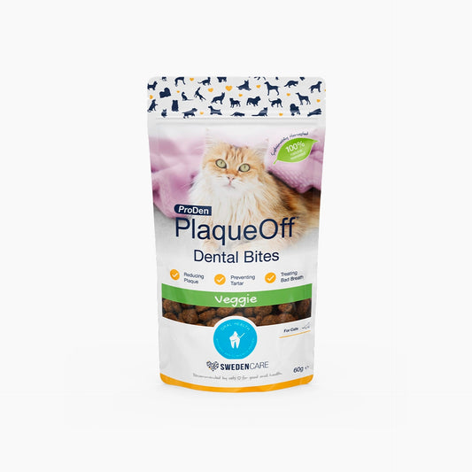 PlaqueOff Snacks parra gatos 100% vegetales - 60 Grs. Elimina la placa, el sarro y el mal aliento.