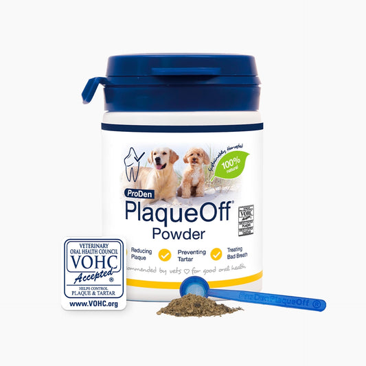 PlaqueOff Suplemento para perros - 40 Grs. Elimina la placa, el sarro y el mal aliento.