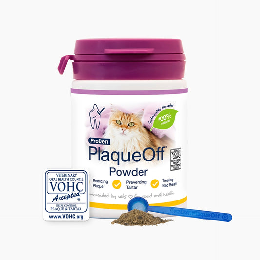 PlaqueOff polvo para gatos - 40 Grs. Elimina la placa, el sarro y el mal aliento.