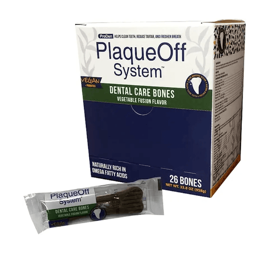 PlaqueOff hueso para perros 100% vegetal - 36 Grs. Elimina la placa, el sarro y el mal aliento.